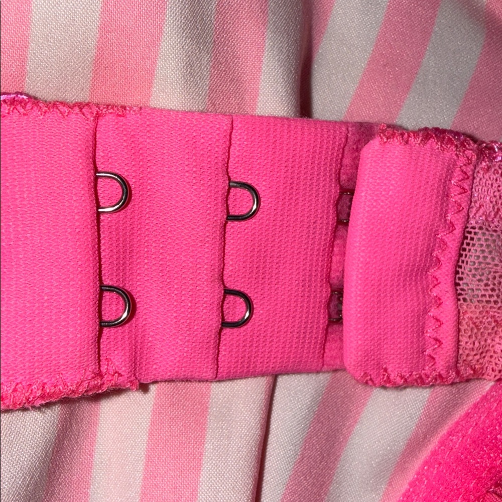 Victoria's Secret Sexy Little Things Candy Pink Striped Apron Dress Ruffle 34B - Picture 6 of 7